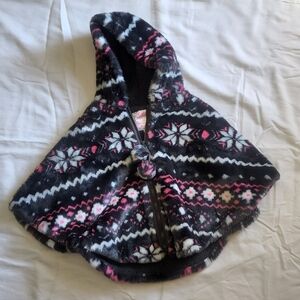 Justice Girls faux fur hooded poncho size 10
